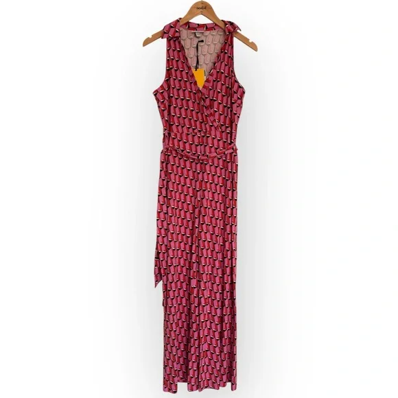 Diane von Furstenberg Geometric Wrap Jumpsuit – Size M (NWT)